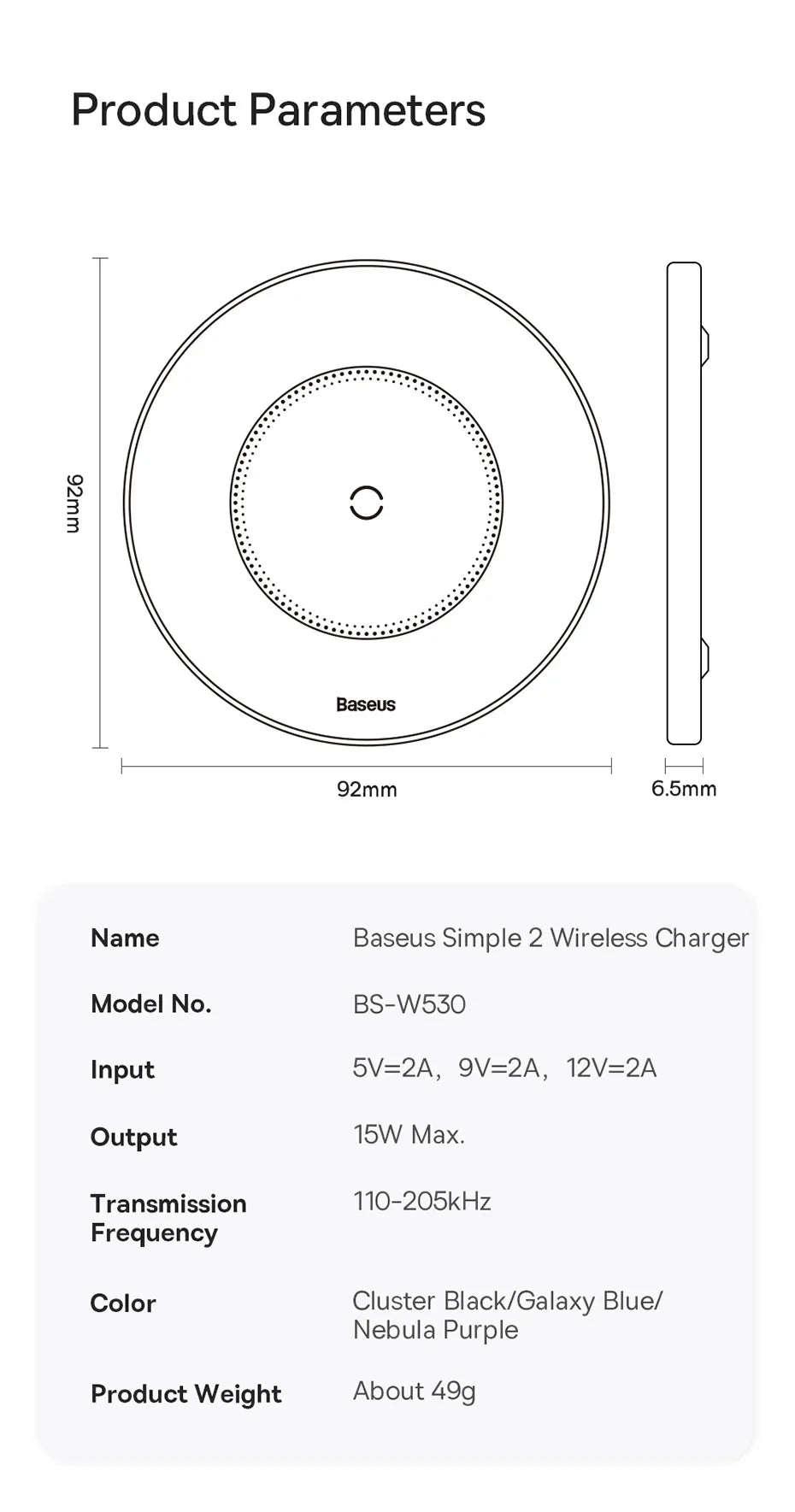 Baseus 15W Wireless Charger