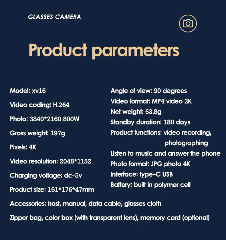 Spy Glasses Camera & Bluetooth Call Recording