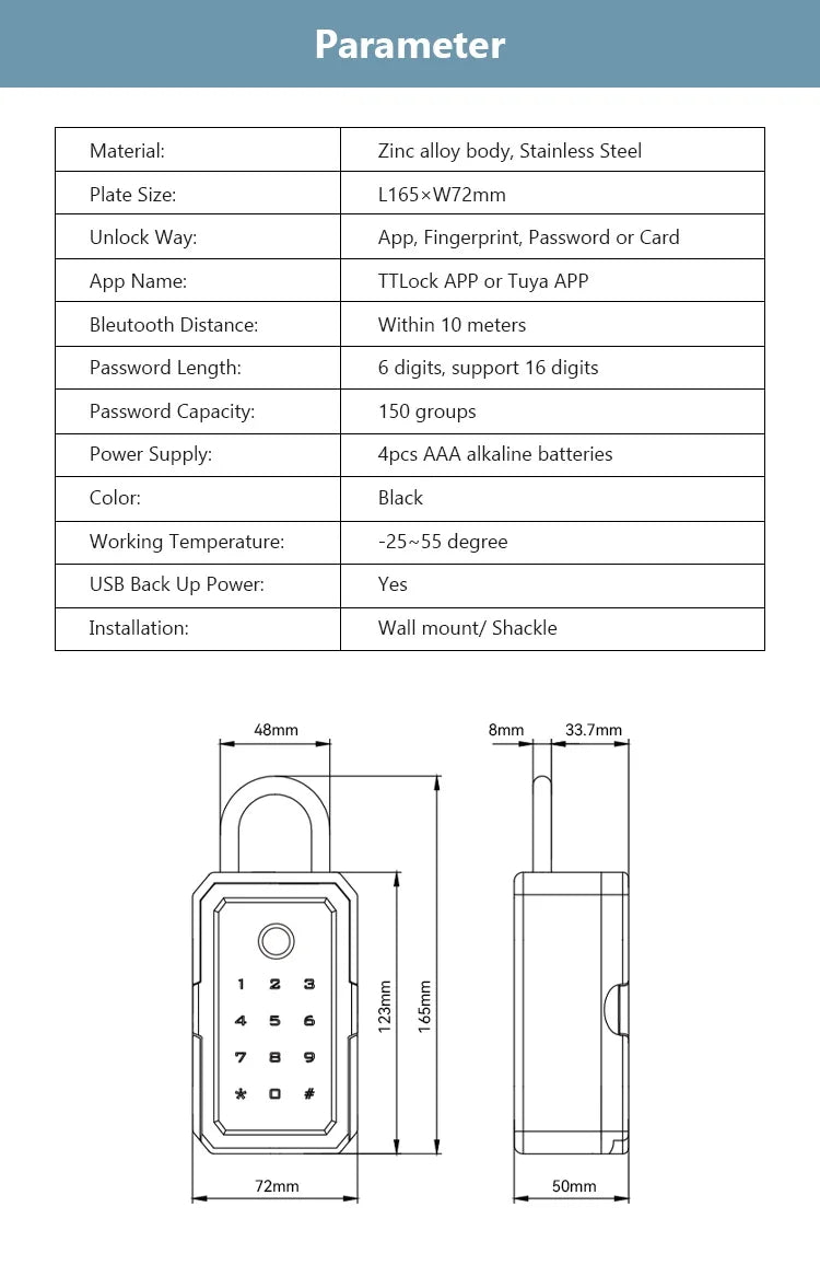 YRHAND TTlock Smart Lock Box