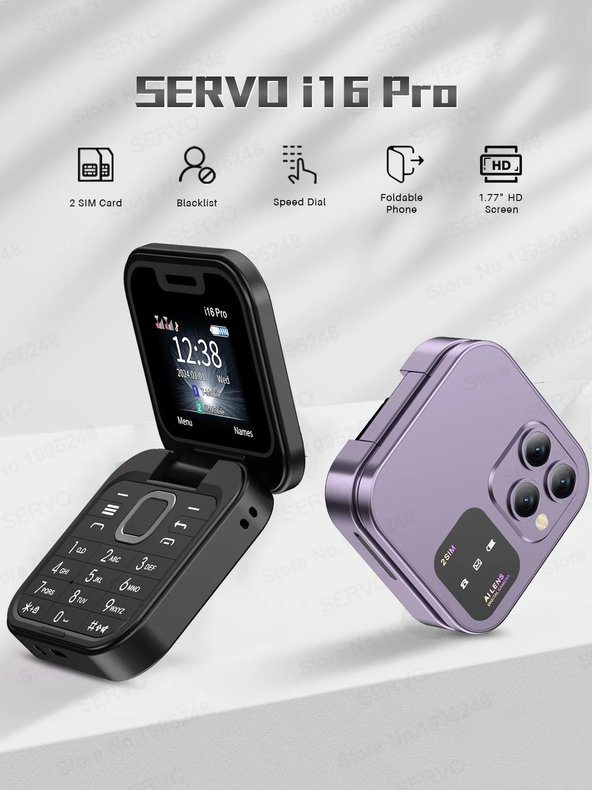 SERVO i16Pro Small Foldable Mobile Phone