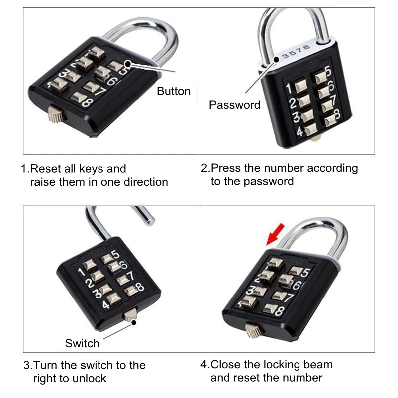 8-Digit Password Travel Padlock