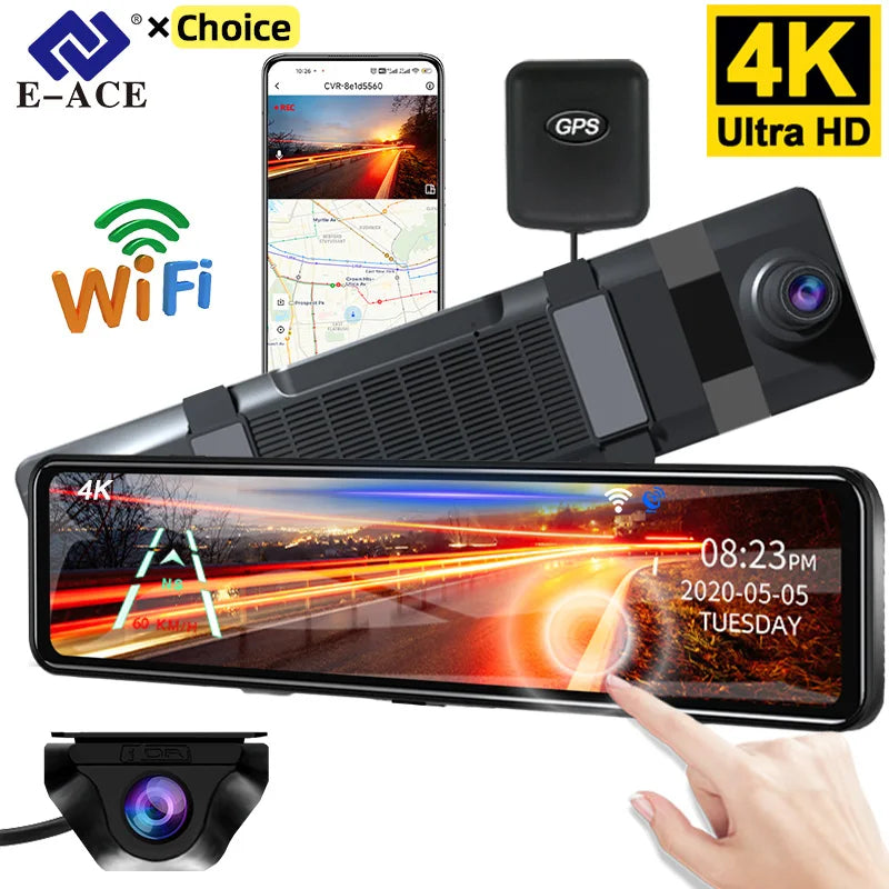 E-ACE 4K GPS WiFi Dash Cam