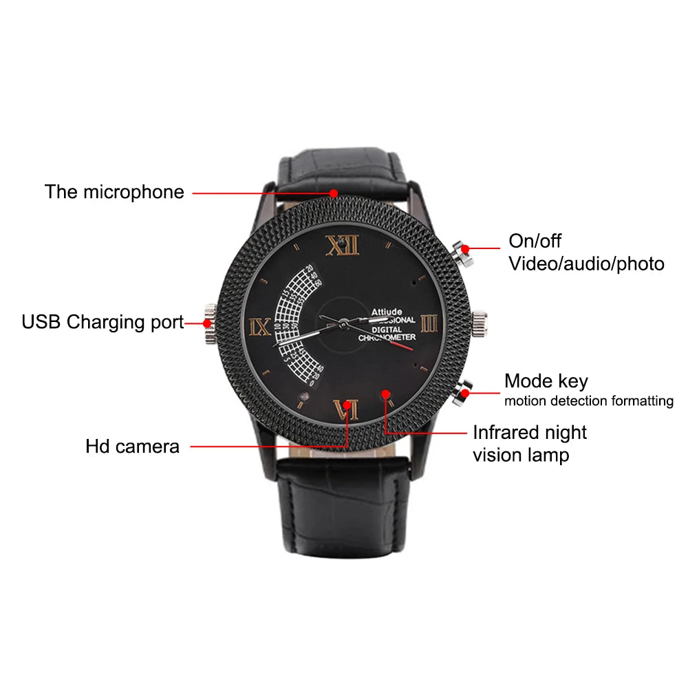 1080P HD Night Vision Camera Watch