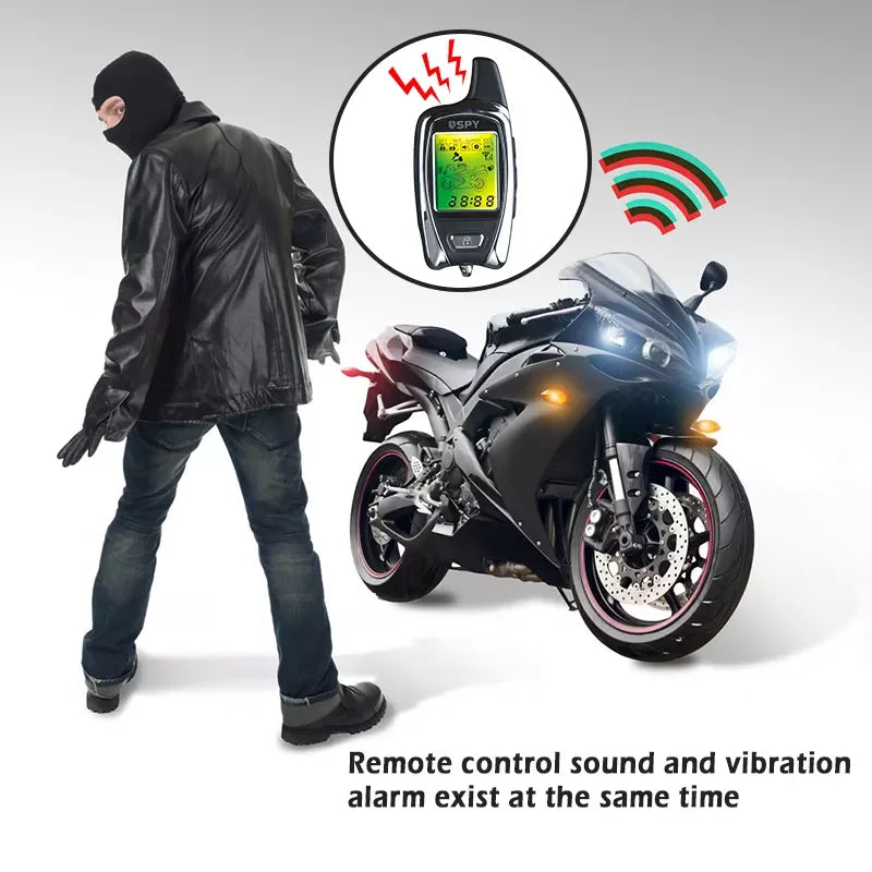 SPY 2-Way Motorcycle Alarm System with Remote Engine Start