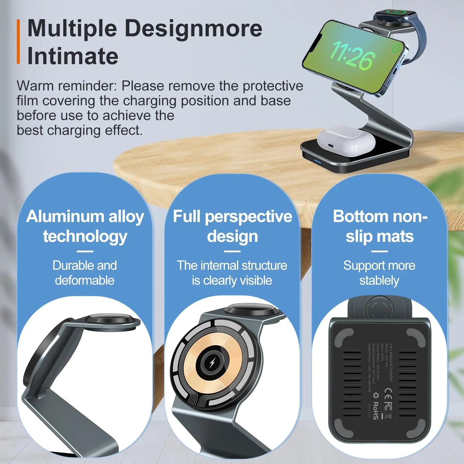 Magnetic Wireless 3-in-1 Charger Stand