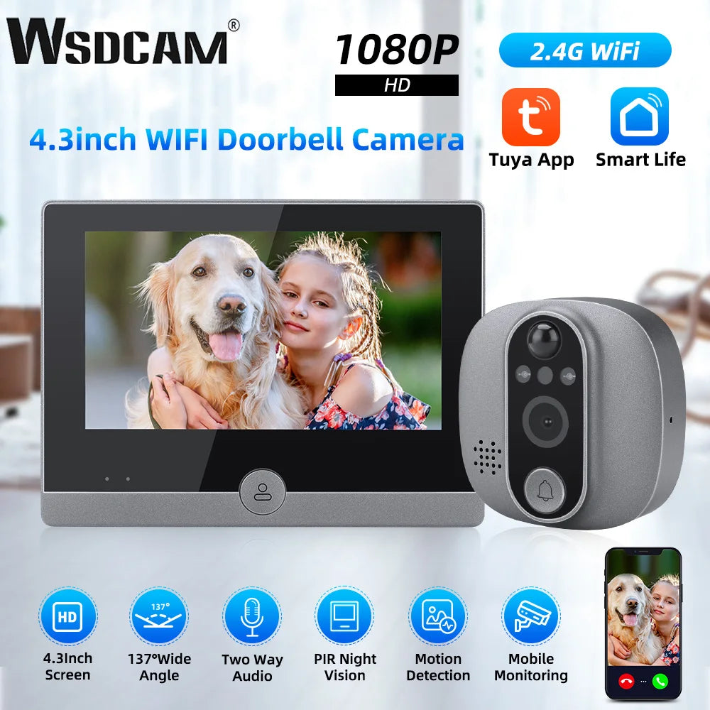 WSDCAM WiFi Door Peephole Camera